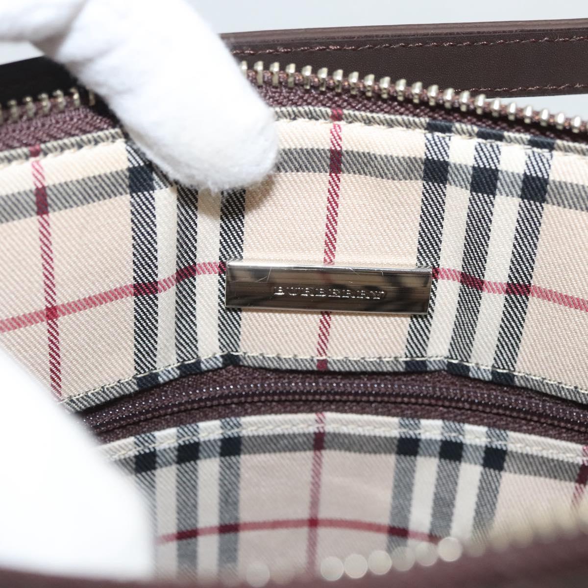 BURBERRY Shoulder Bag Leather Brown Silver Auth BA2674