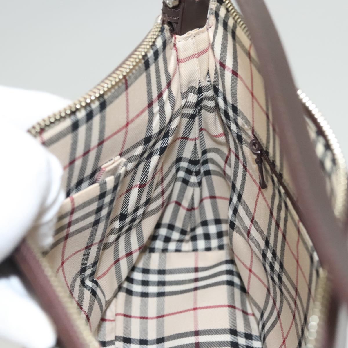 BURBERRY Shoulder Bag Leather Brown Silver Auth BA2674