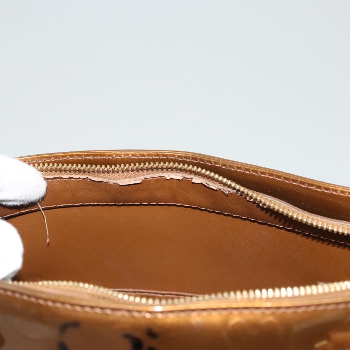 LOUIS VUITTON Monogram Vernis Houston Hand Bag Bronze M91122 LV Auth BA2687