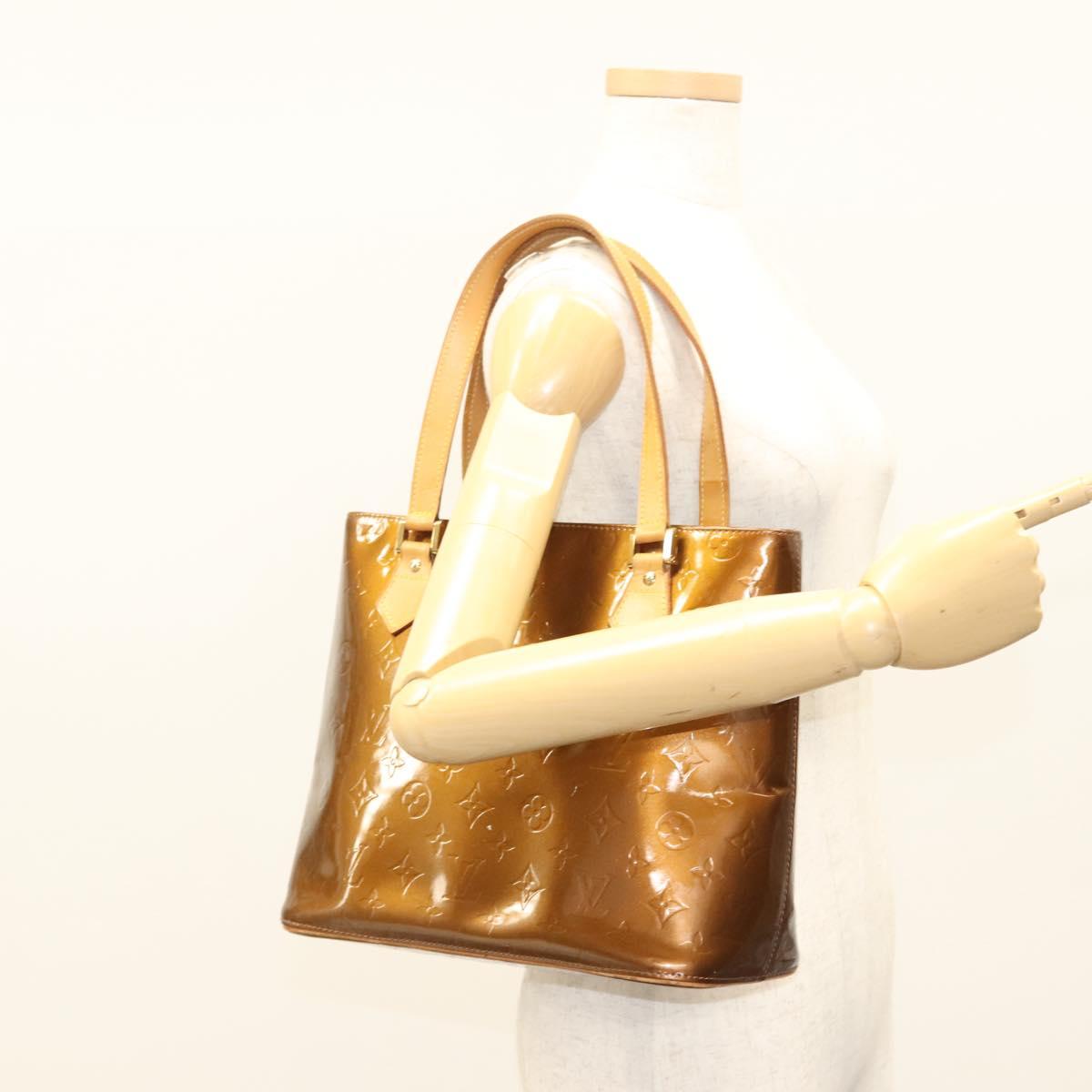 LOUIS VUITTON Monogram Vernis Houston Hand Bag Bronze M91122 LV Auth BA2687