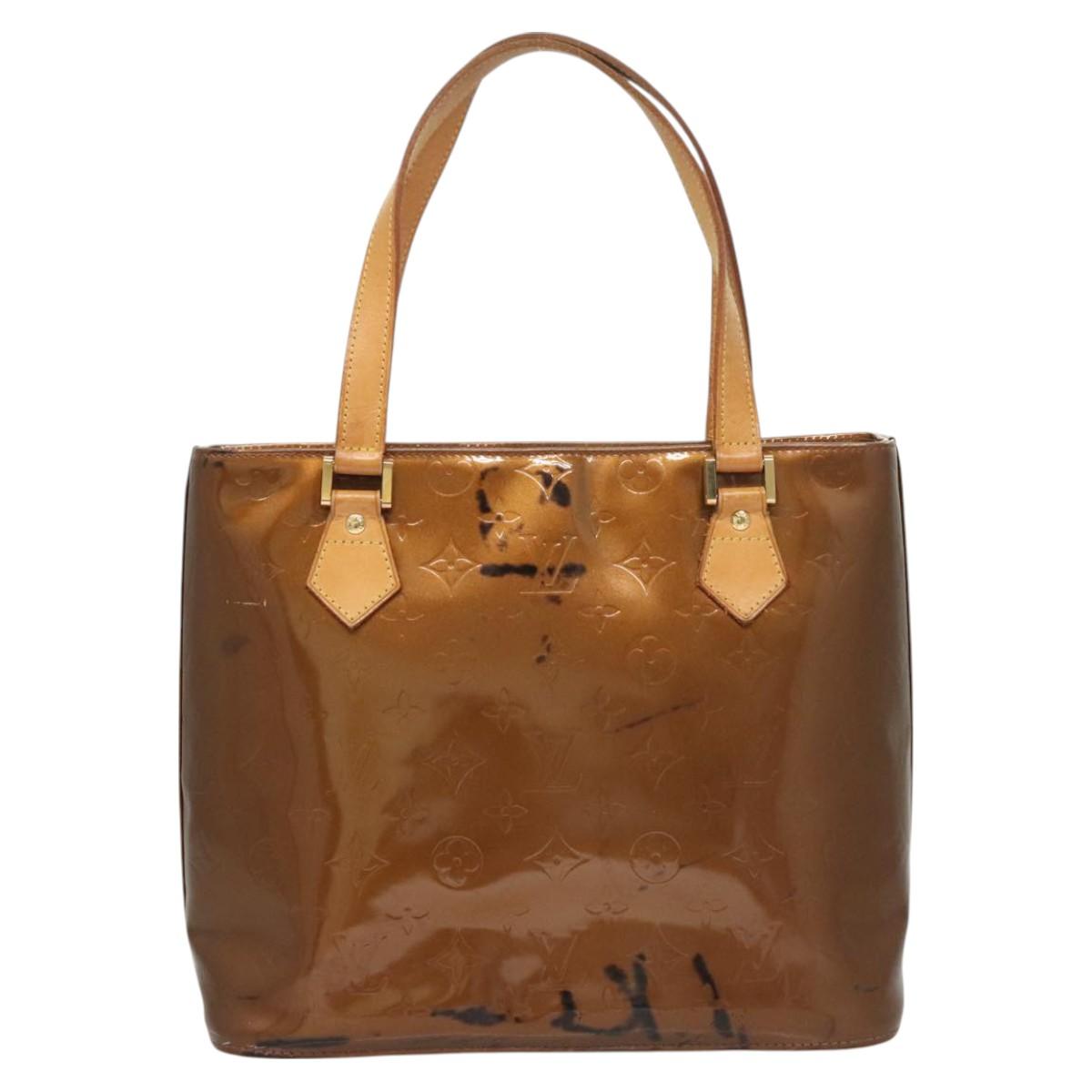 LOUIS VUITTON Monogram Vernis Houston Hand Bag Bronze M91122 LV Auth BA2687
