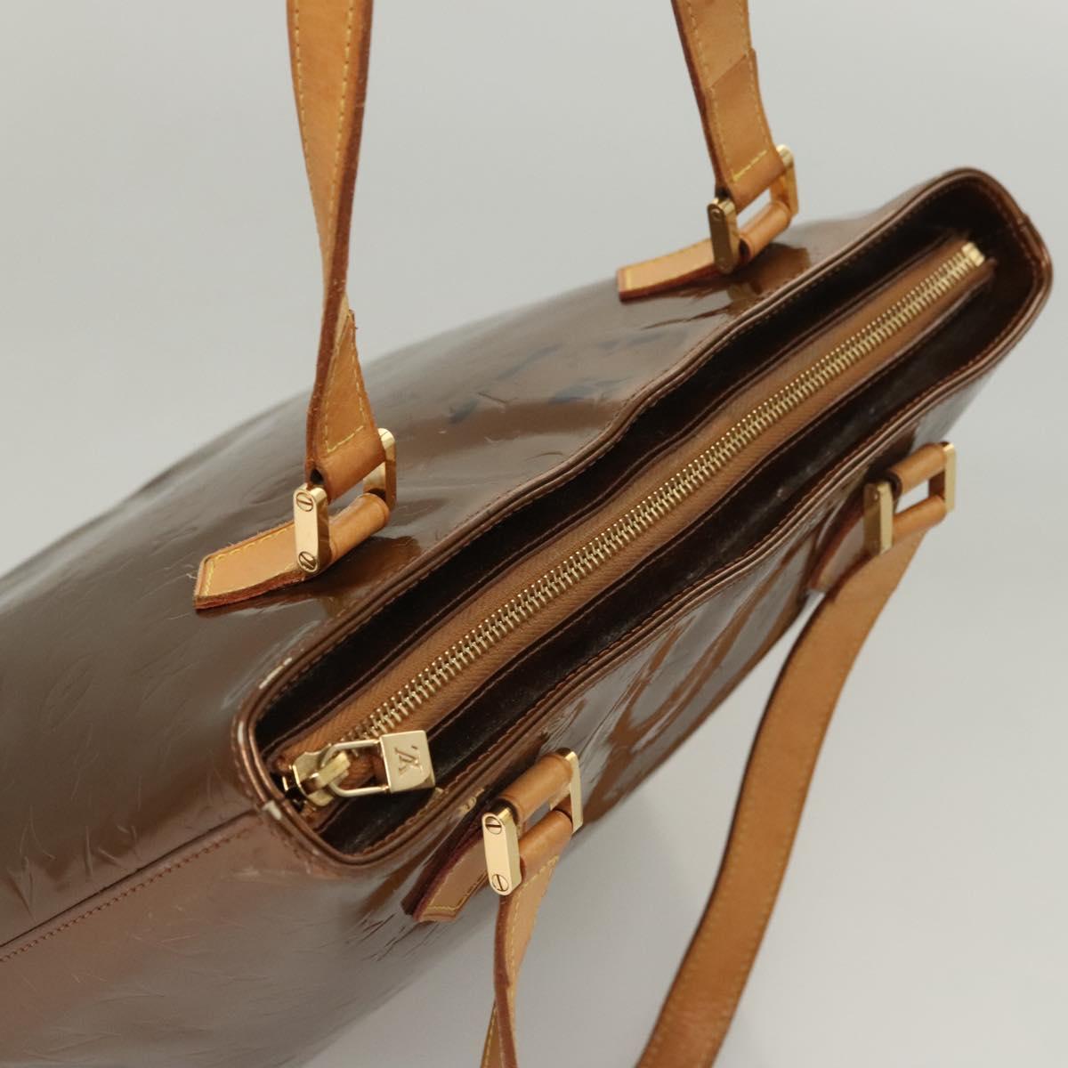 LOUIS VUITTON Monogram Vernis Houston Hand Bag Bronze M91122 LV Auth BA2687