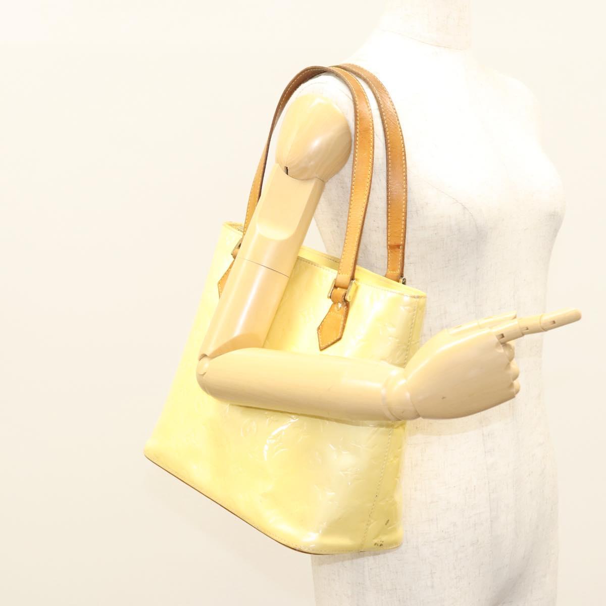 LOUIS VUITTON Monogram Vernis Houston Hand Bag Perle M91342 LV Auth BA2688