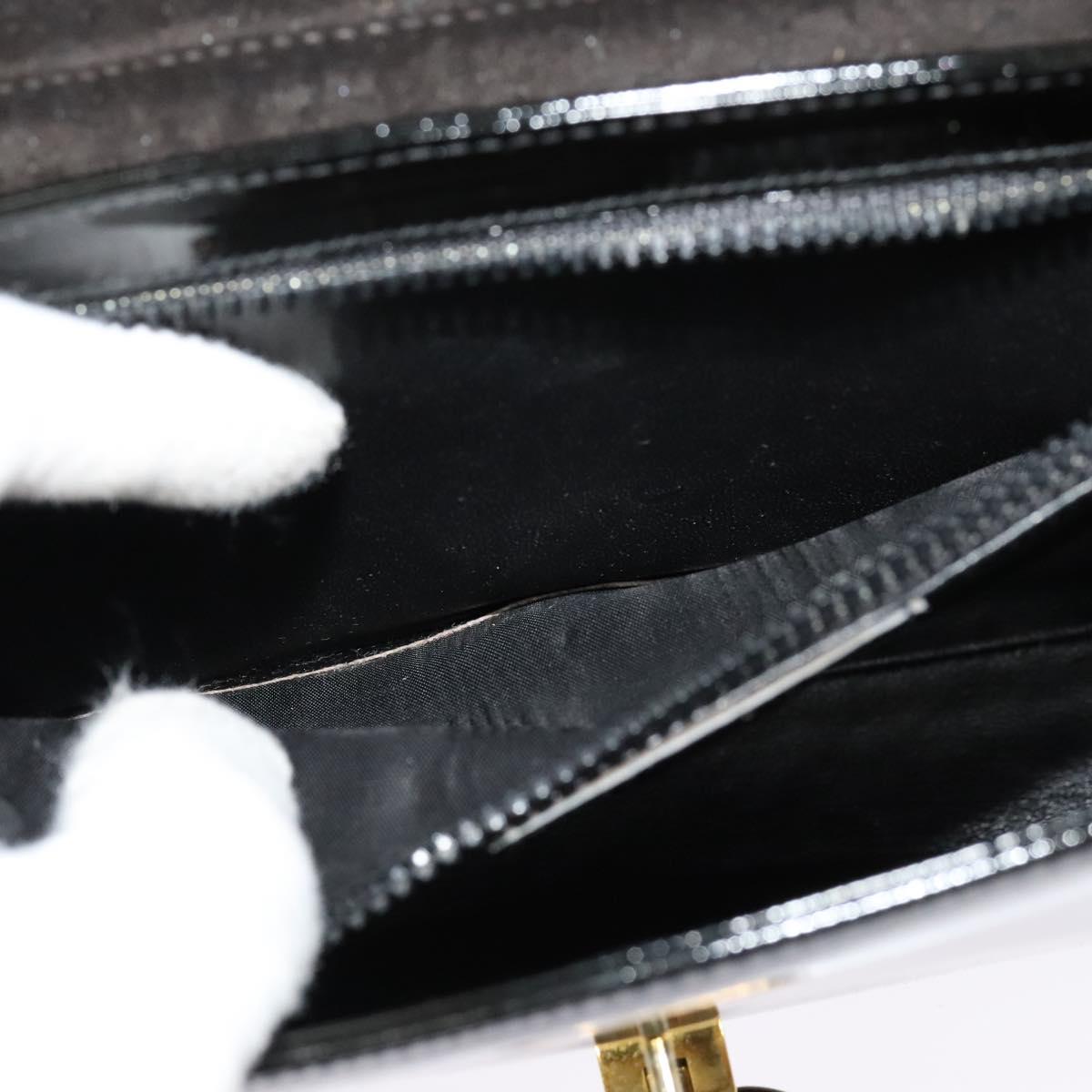 GUCCI Chain Shoulder Bag Patent leather Black Gold Auth BA2705