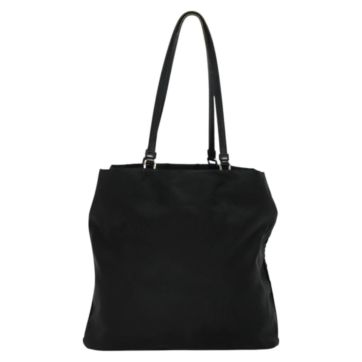 PRADA Tote Bag Nylon Black Silver Auth BA2711