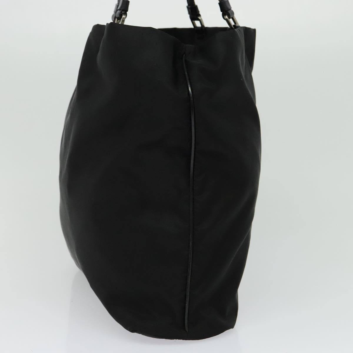 PRADA Tote Bag Nylon Black Silver Auth BA2711