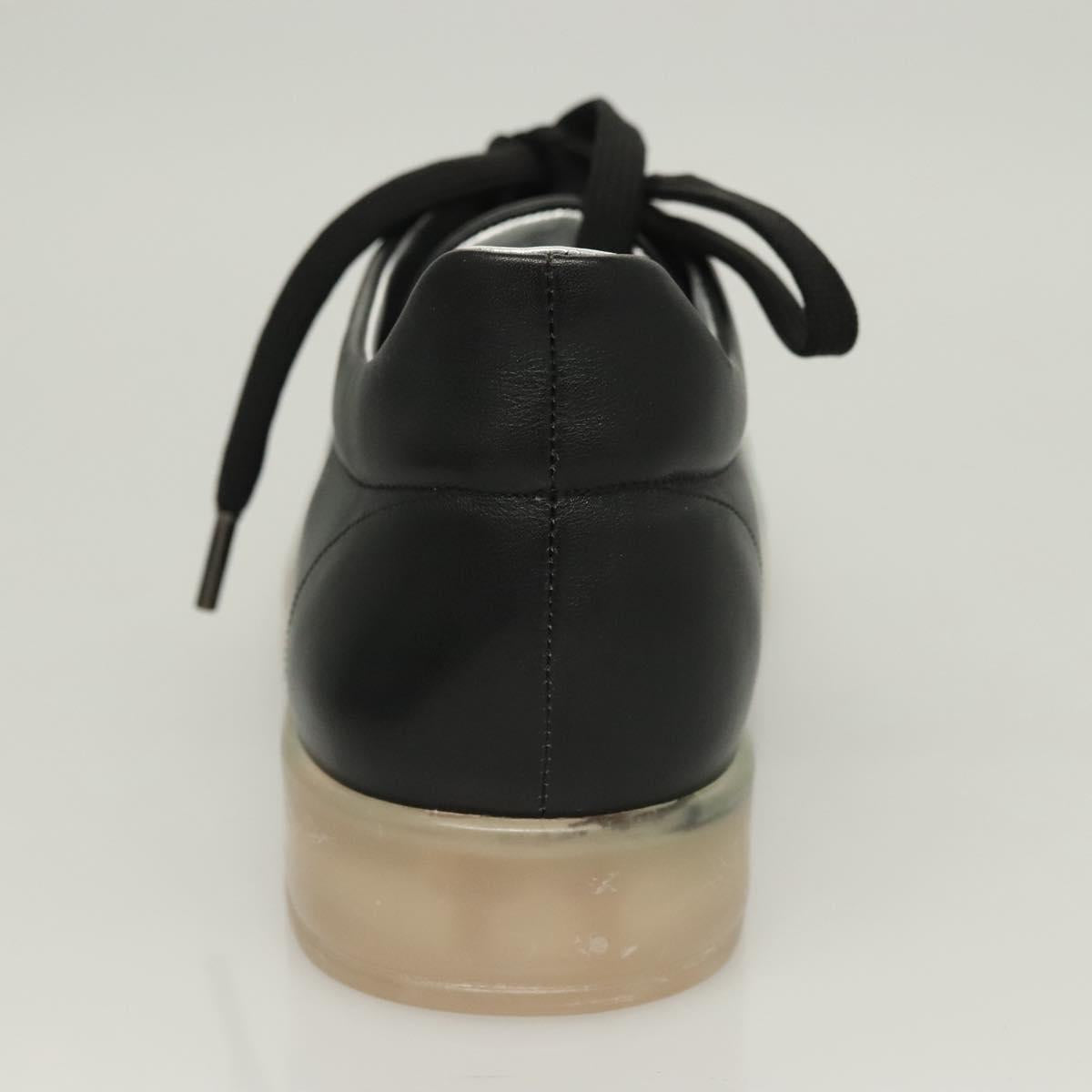CHANEL Sneakers Lamb Skin 39 Black CC Auth BA2712