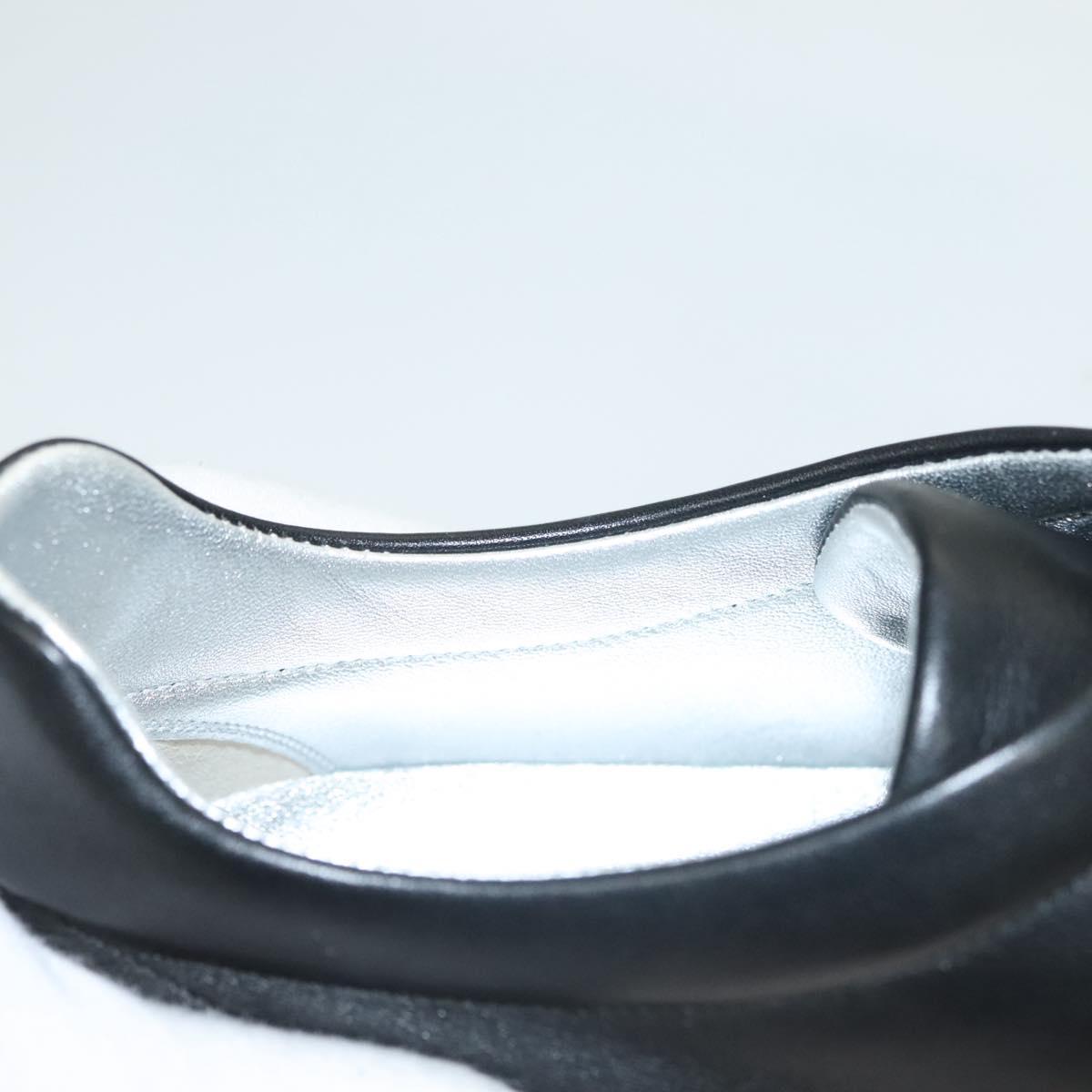 CHANEL Sneakers Lamb Skin 39 Black CC Auth BA2712