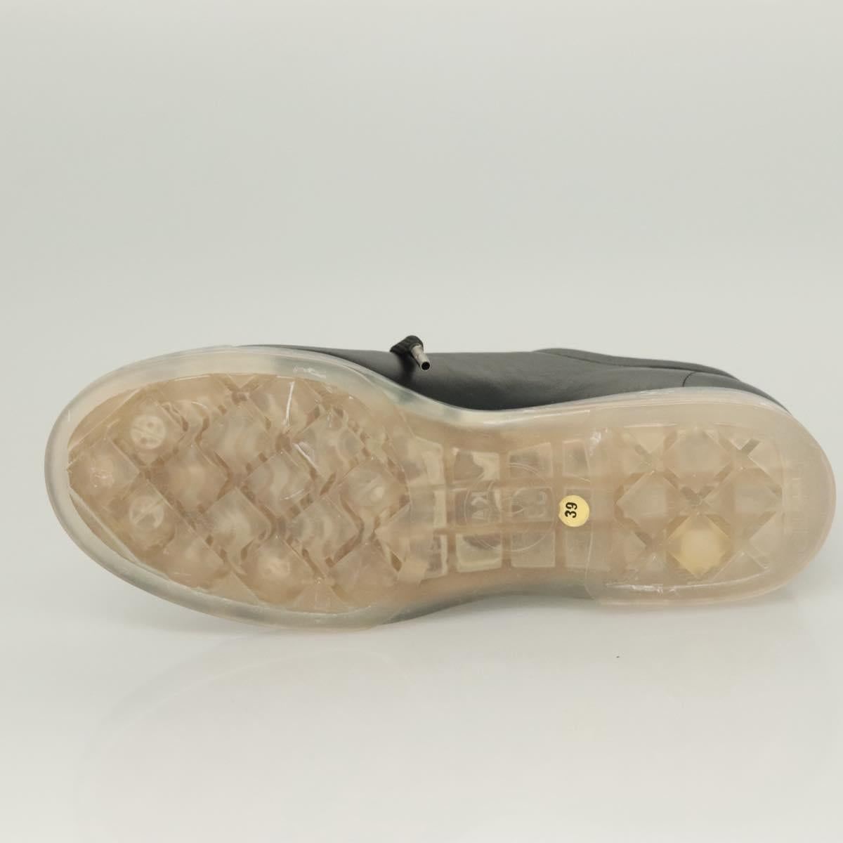 CHANEL Sneakers Lamb Skin 39 Black CC Auth BA2712