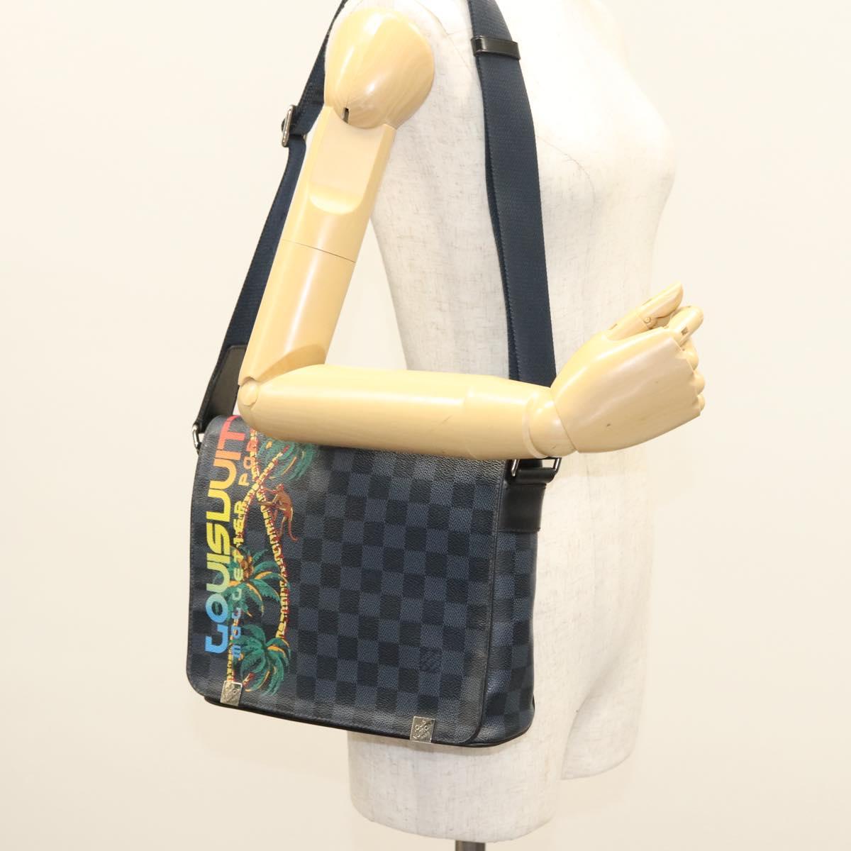 LOUIS VUITTON Damier Cobalt District PM NM Shoulder Bag N50005 LV Auth BA2720