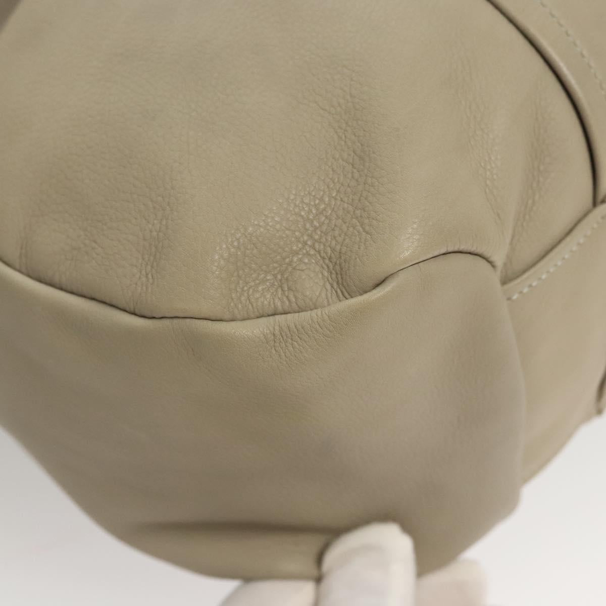 Salvatore Ferragamo Gancini Shoulder Bag Leather Beige Auth BA2736