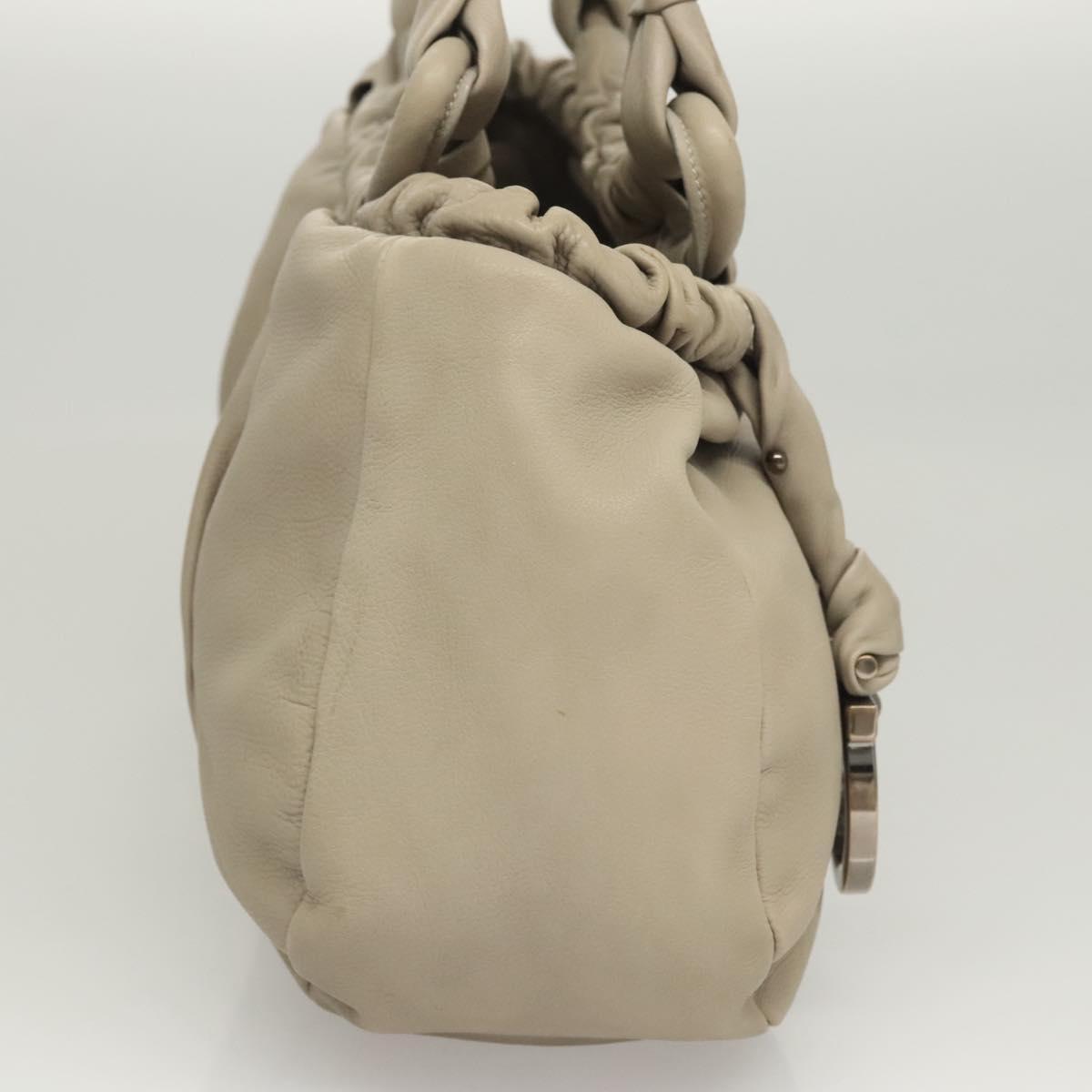 Salvatore Ferragamo Gancini Shoulder Bag Leather Beige Auth BA2736