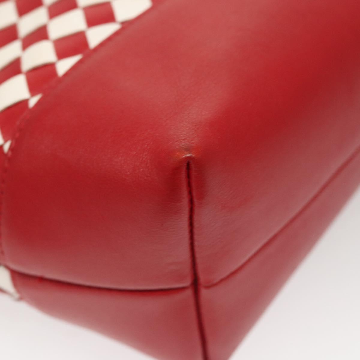 BALLY Chain Hand Bag Leather 2way Red Gold Auth BA2743
