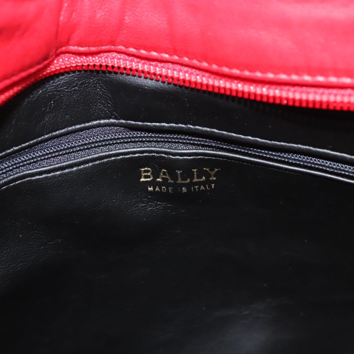 BALLY Chain Hand Bag Leather 2way Red Gold Auth BA2743