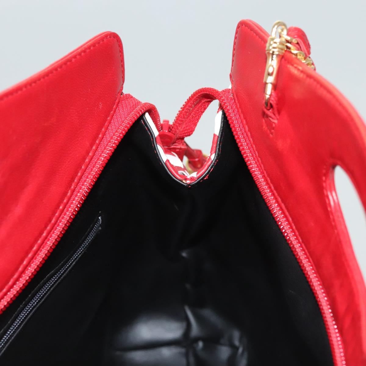 BALLY Chain Hand Bag Leather 2way Red Gold Auth BA2743