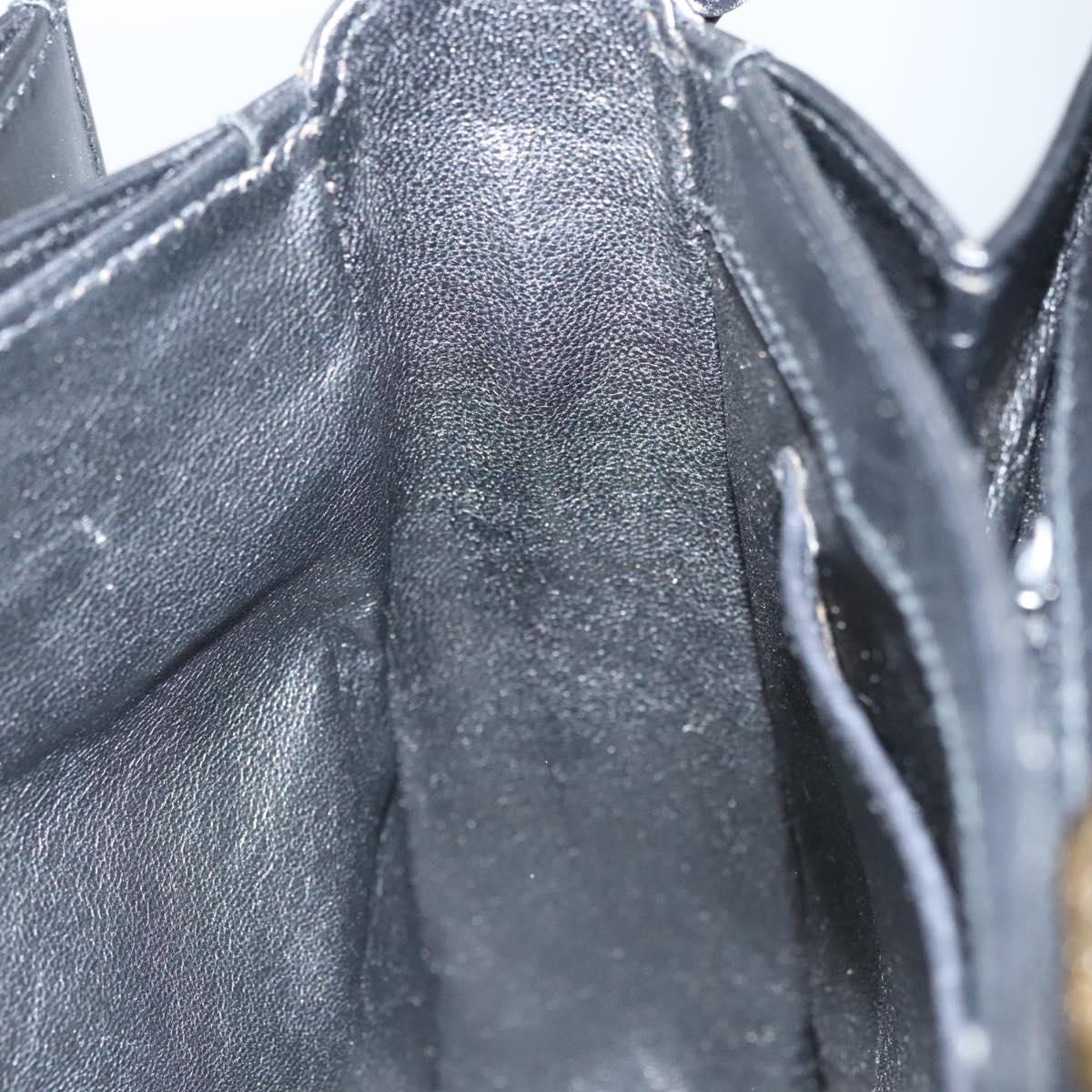 BALLY Shoulder Bag Leather Black Gold Auth BA2748