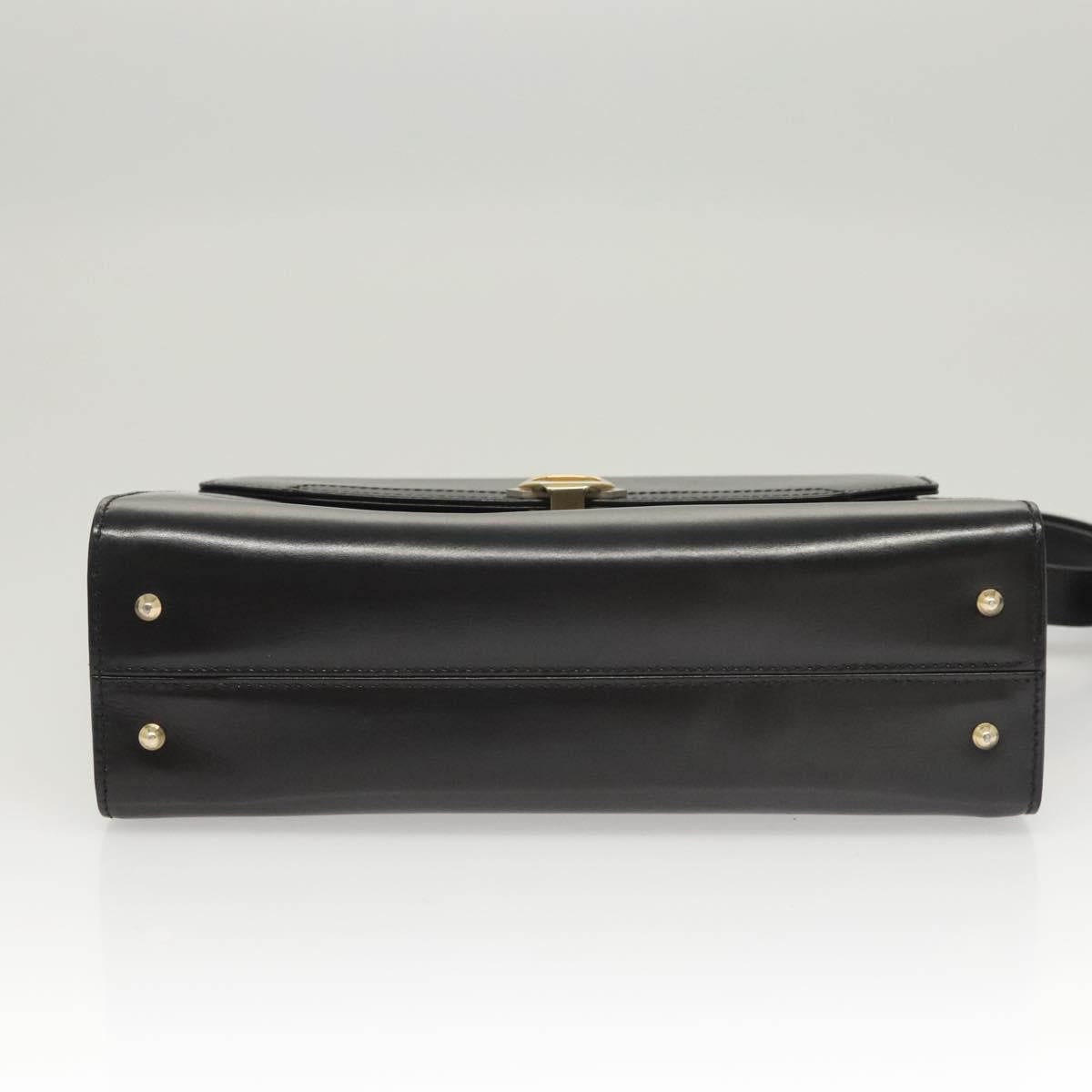 BALLY Shoulder Bag Leather Black Gold Auth BA2748