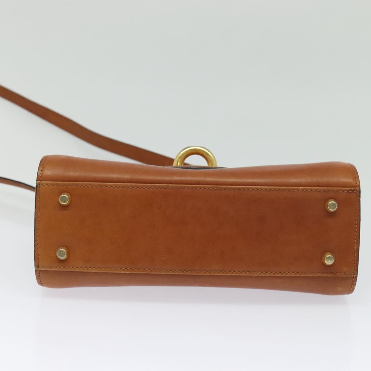 BALLY Shoulder Bag Leather Brown Gold Auth BA2749
