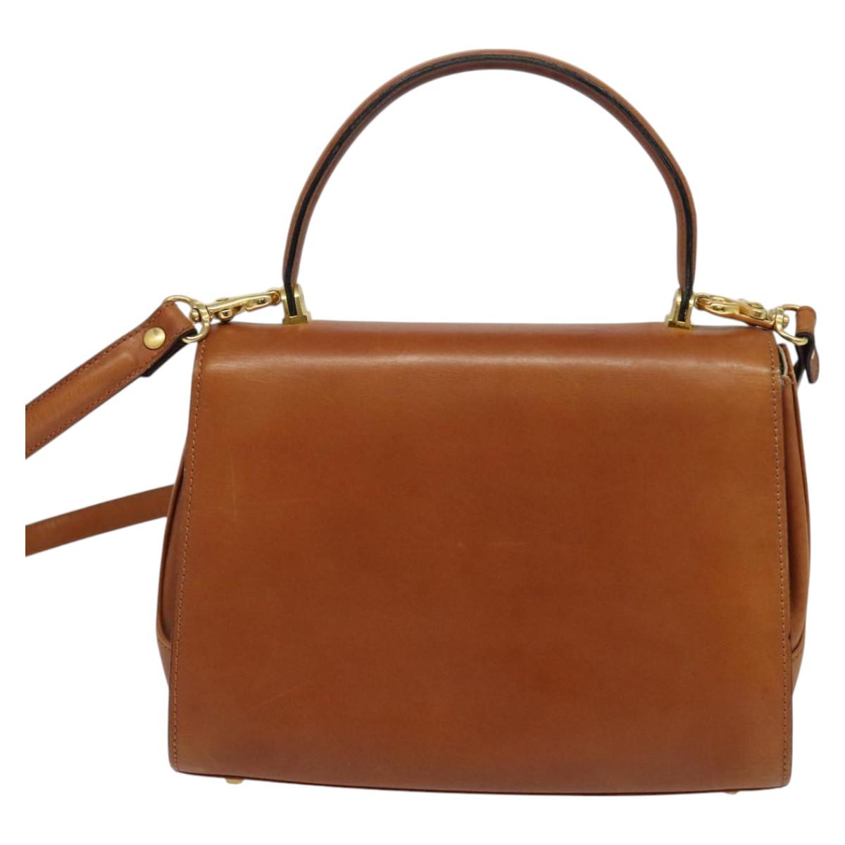 BALLY Shoulder Bag Leather Brown Gold Auth BA2749