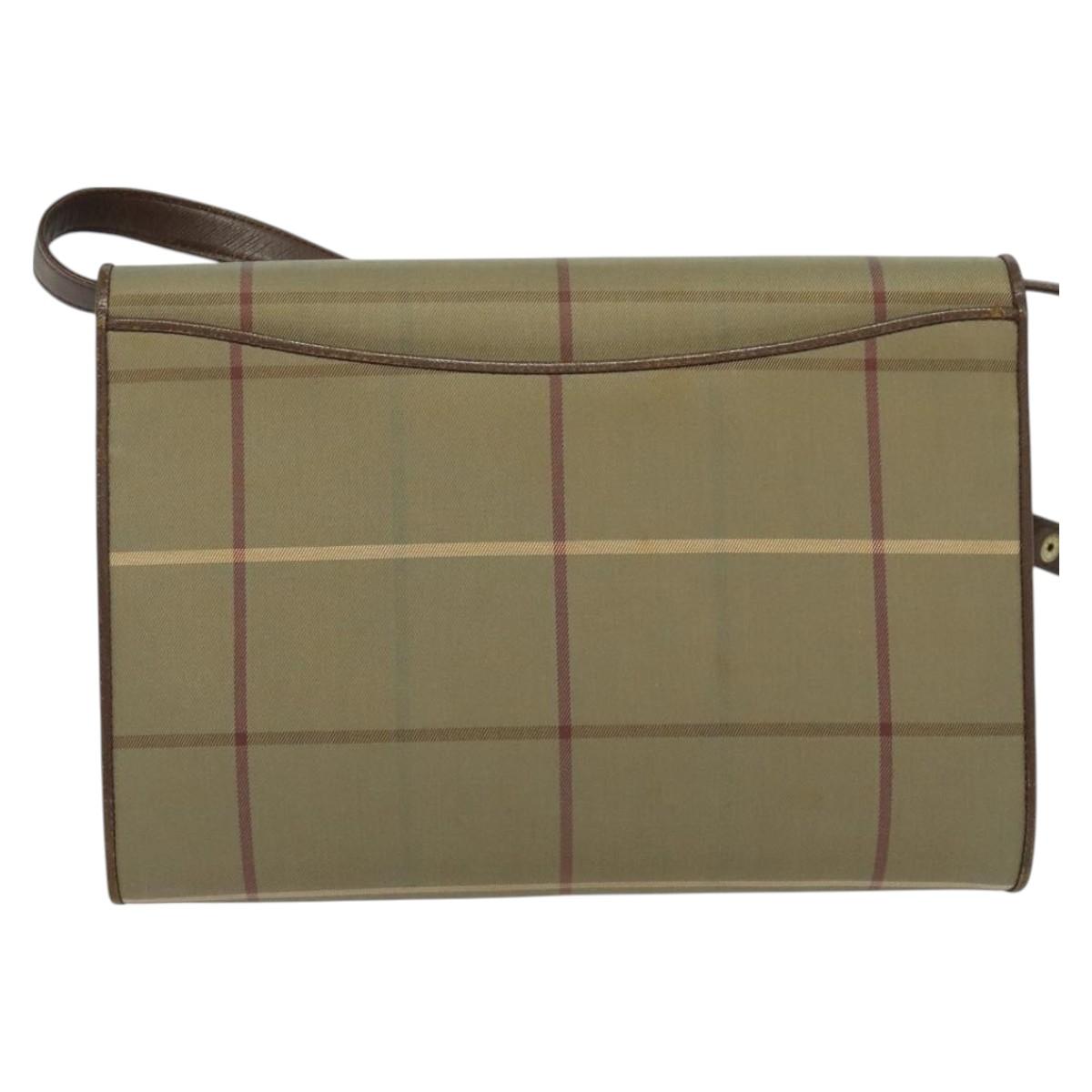 Burberrys Nova Check Shoulder Bag Canvas Beige Gold Auth BA2751