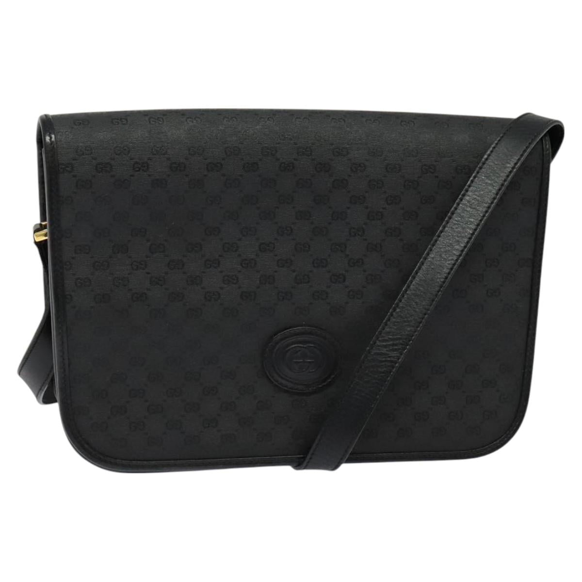 GUCCI Micro GG Supreme Shoulder Bag PVC Black Gold 001 104 0915 Auth BA2752