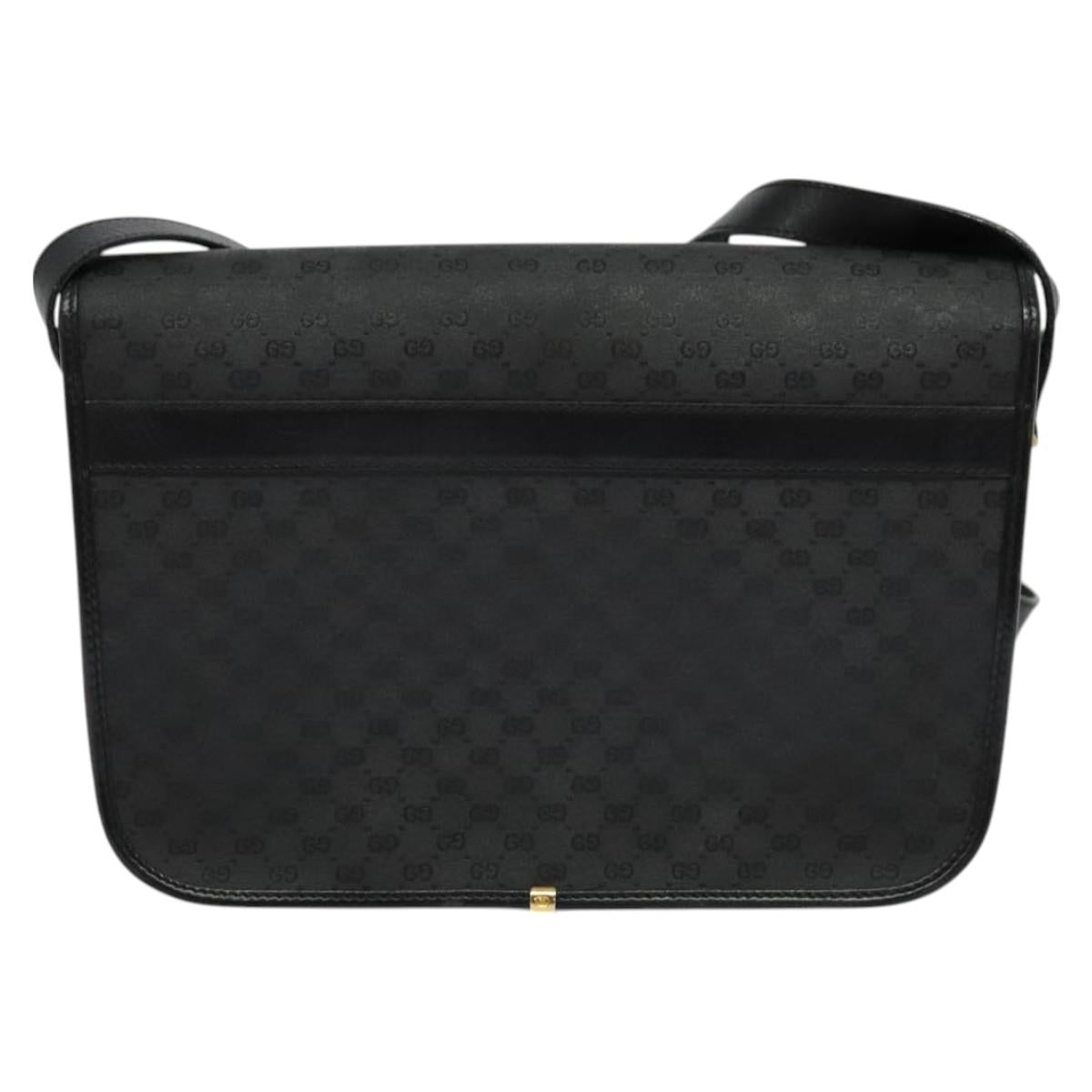 GUCCI Micro GG Supreme Shoulder Bag PVC Black Gold 001 104 0915 Auth BA2752