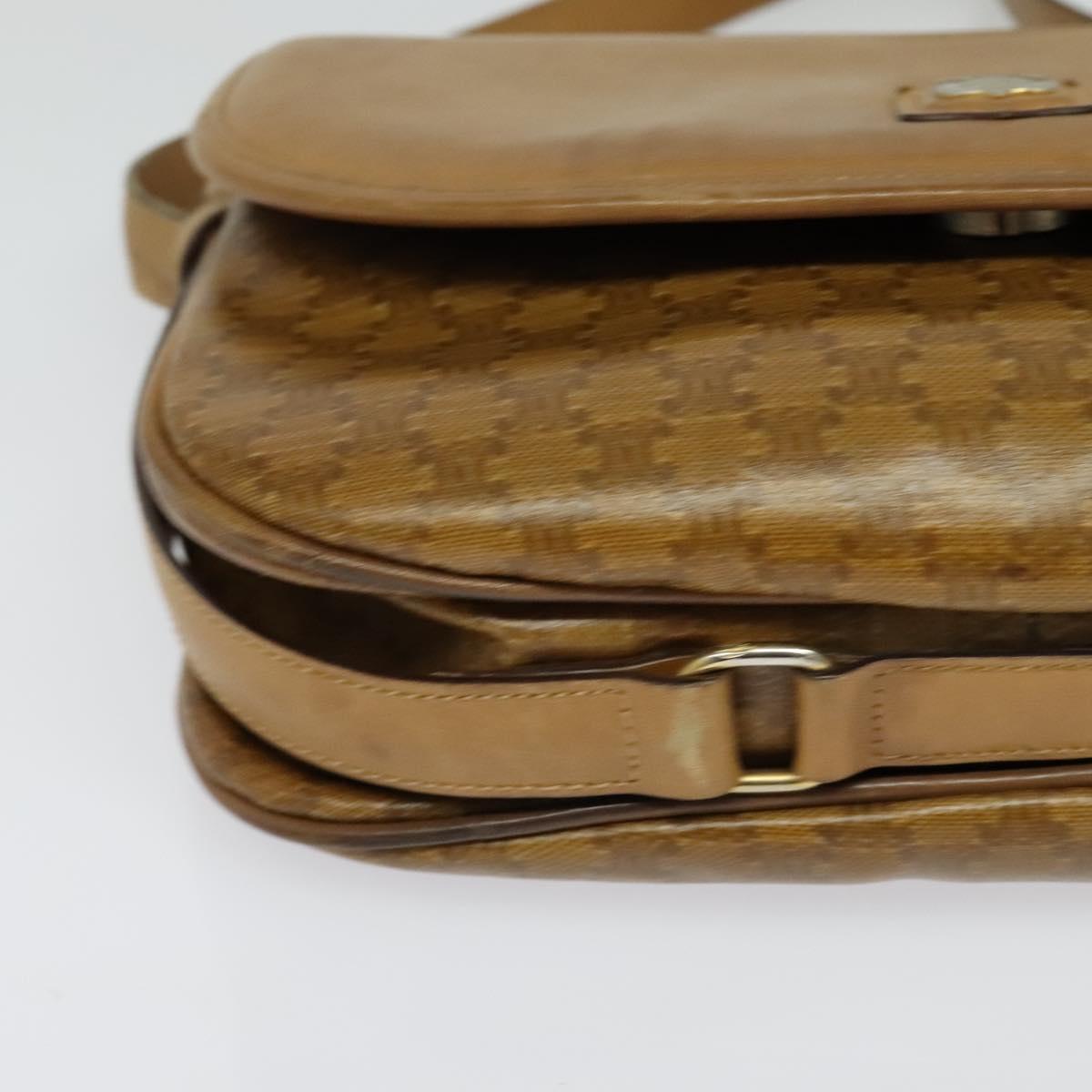 CELINE Macadam Canvas Shoulder Bag Brown Gold Auth BA2757