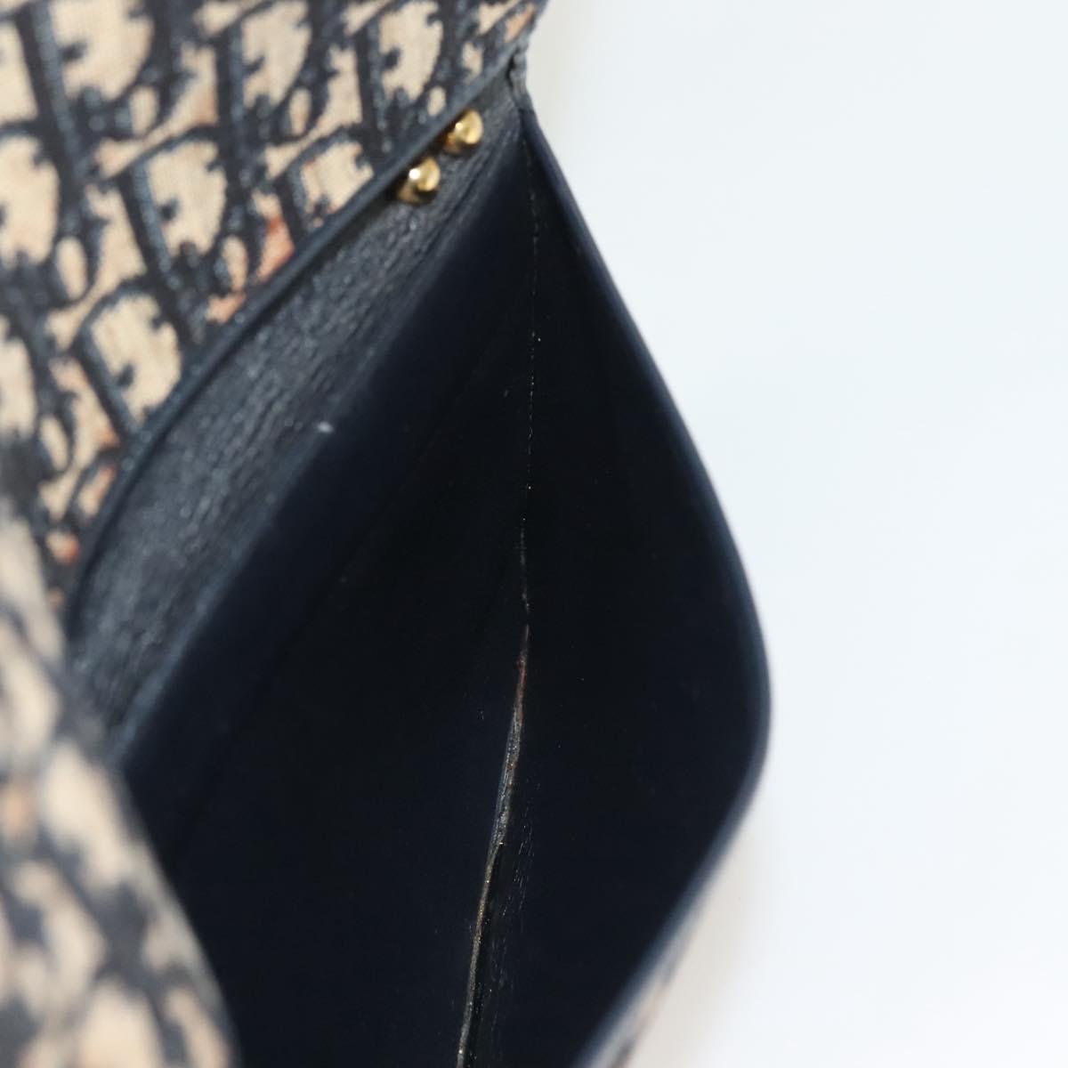 Christian Dior Trotter Canvas Shoulder Bag Navy Gold Auth BA2763