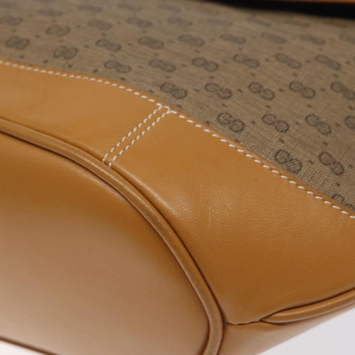 GUCCI Micro GG Supreme Shoulder Bag PVC Beige Gold Auth BA2767