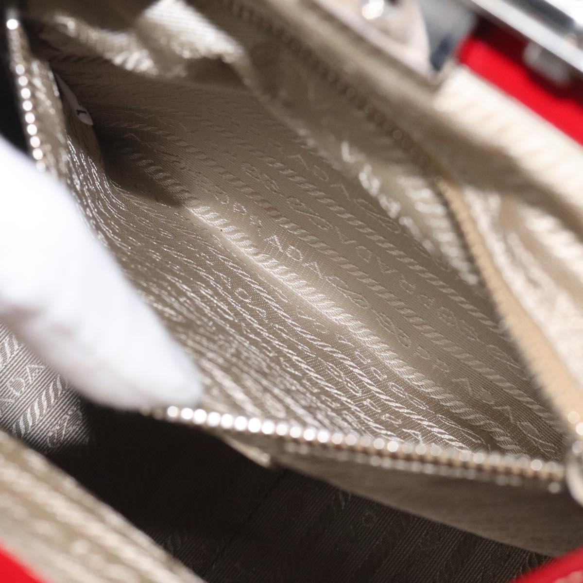 PRADA Hand Bag Enamel Red Silver Auth BA2814