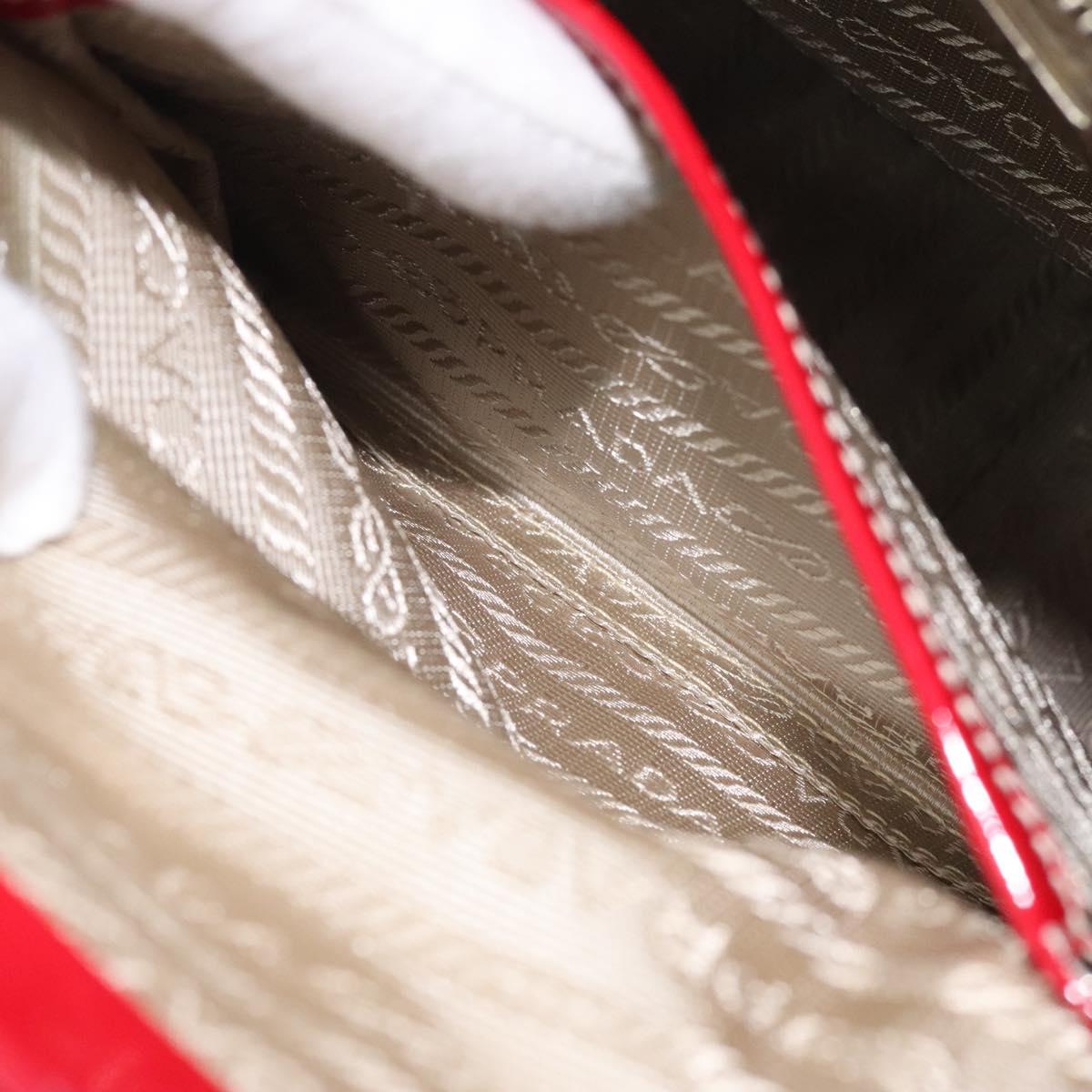 PRADA Hand Bag Enamel Red Silver Auth BA2814