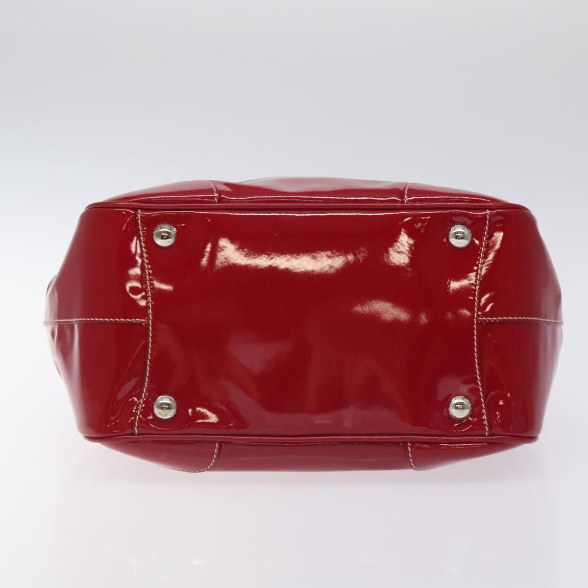PRADA Hand Bag Enamel Red Silver Auth BA2814
