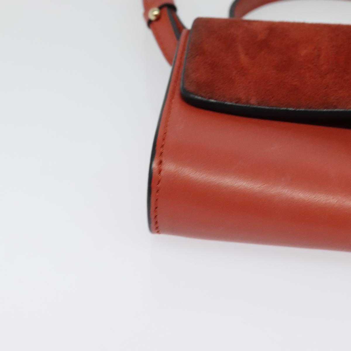 Chloe Faye Small Shoulder Bag Leather Suede Red Gold Auth BA2824