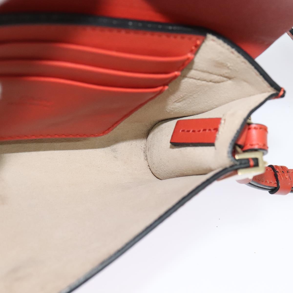 Chloe Faye Small Shoulder Bag Leather Suede Red Gold Auth BA2824