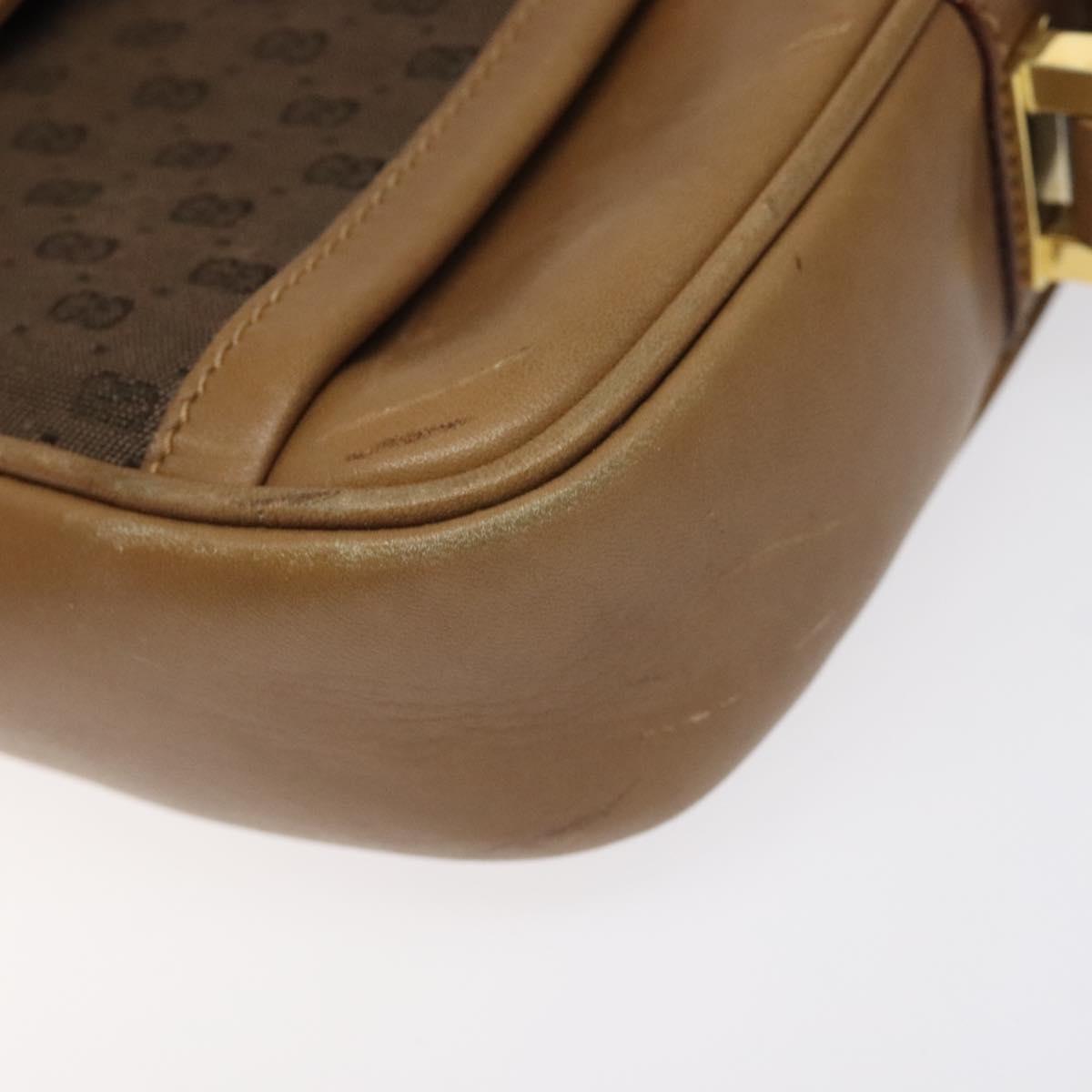 GUCCI Micro GG Canvas Shoulder Bag Brown Gold Auth BA2829