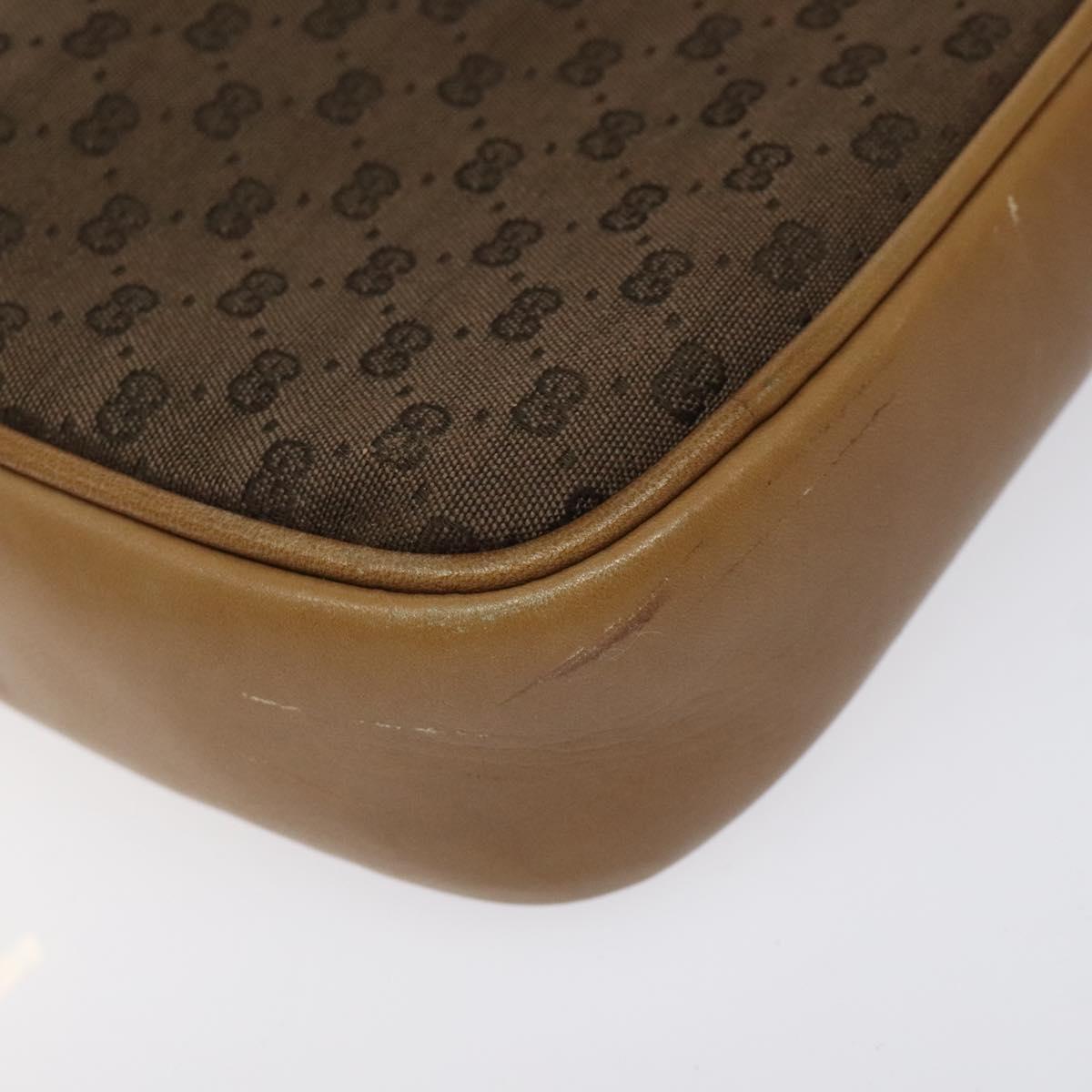 GUCCI Micro GG Canvas Shoulder Bag Brown Gold Auth BA2829