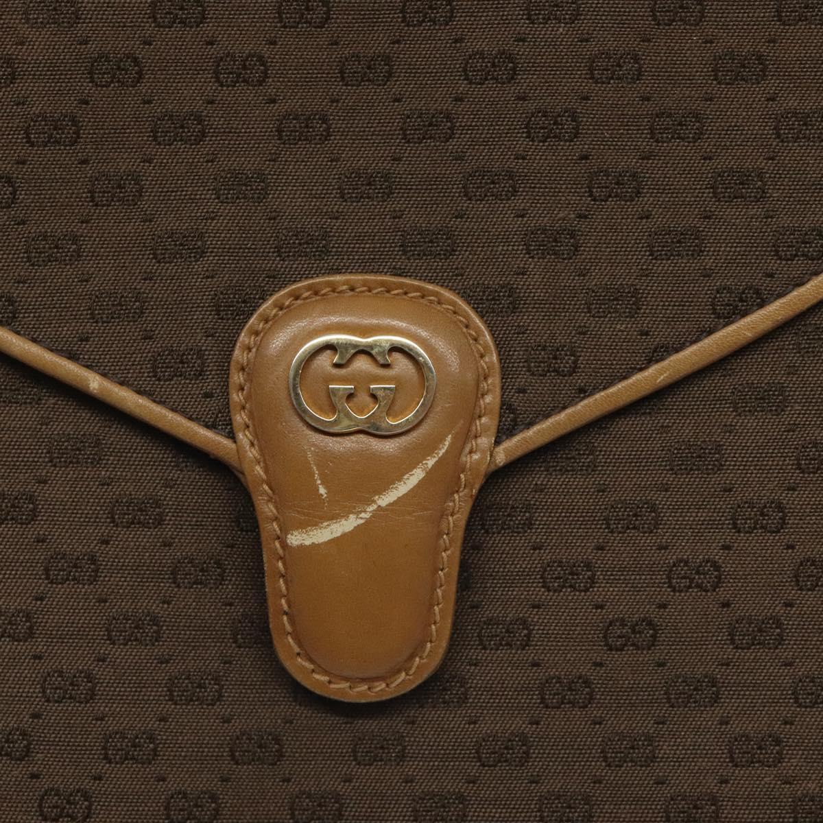 GUCCI Micro GG Canvas Shoulder Bag Brown Gold Auth BA2829