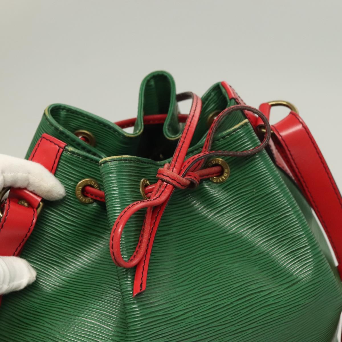 LOUIS VUITTON Epi Petit Noe Shoulder Bag Bicolor Green Red M44147 LV Auth BA2850