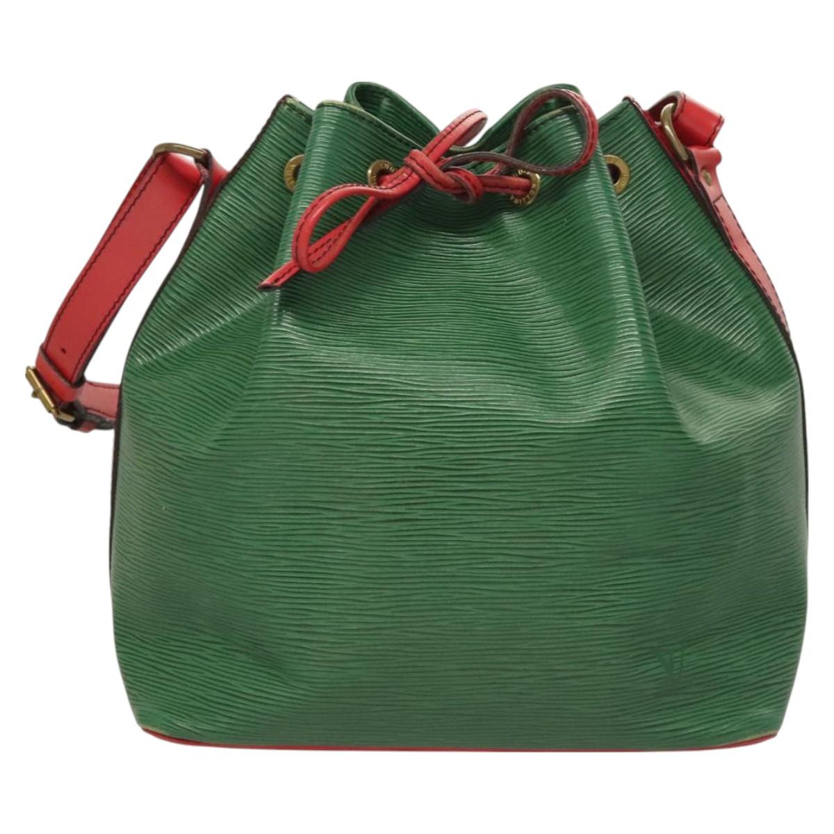 LOUIS VUITTON Epi Petit Noe Shoulder Bag Bicolor Green Red M44147 LV Auth BA2850