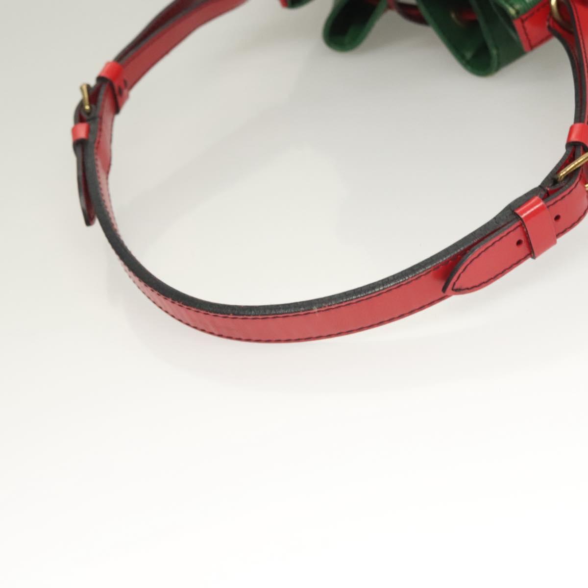 LOUIS VUITTON Epi Petit Noe Shoulder Bag Bicolor Green Red M44147 LV Auth BA2850