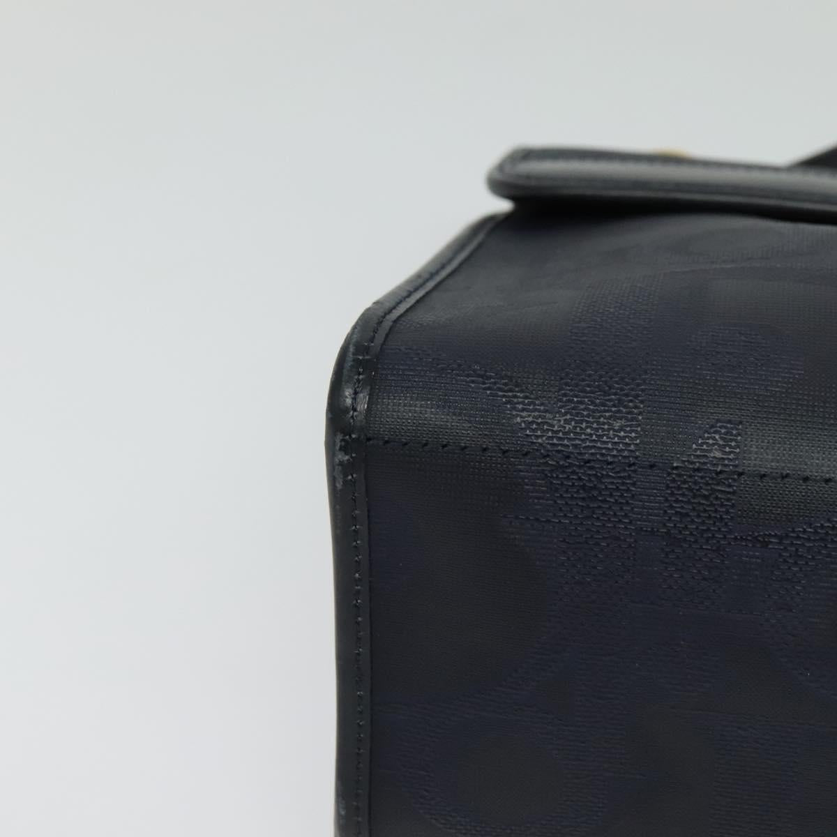 Christian Dior Trotter Canvas Hand Bag PVC 2way Navy Gold Auth BA2861