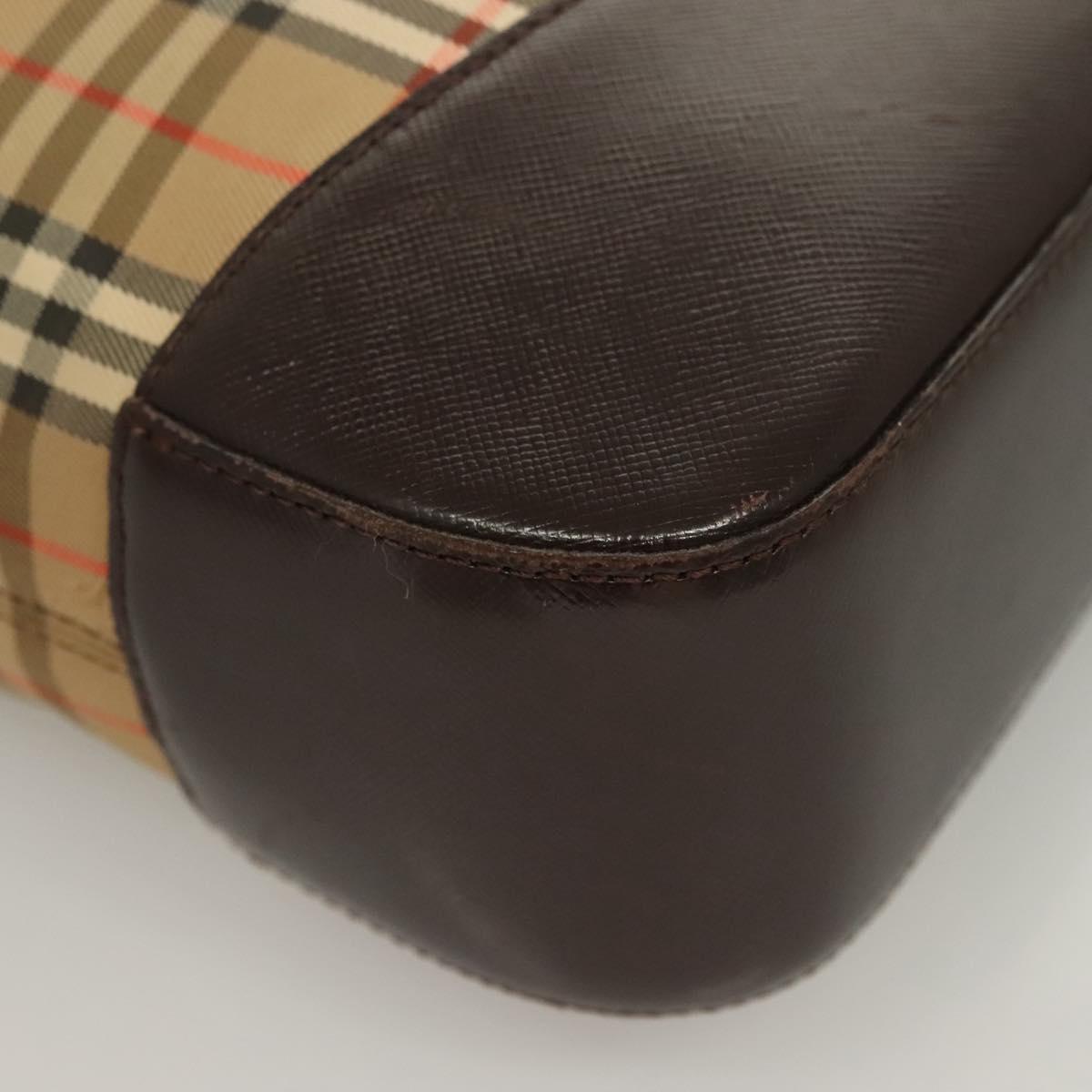 BURBERRY Nova Check Tote Bag Canvas Beige Silver Auth BA2880