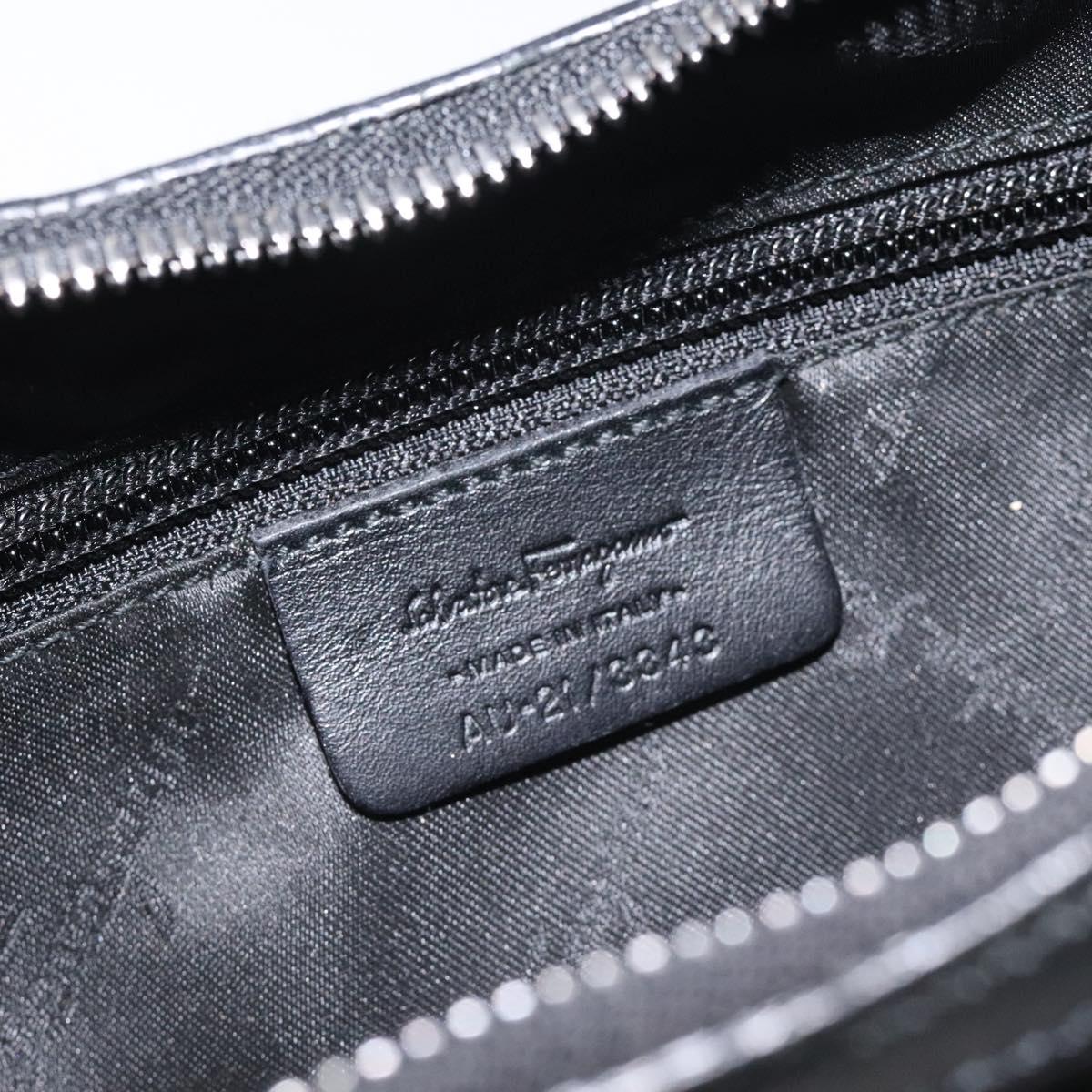 Salvatore Ferragamo Gancini Shoulder Bag Canvas Black Auth BA2888