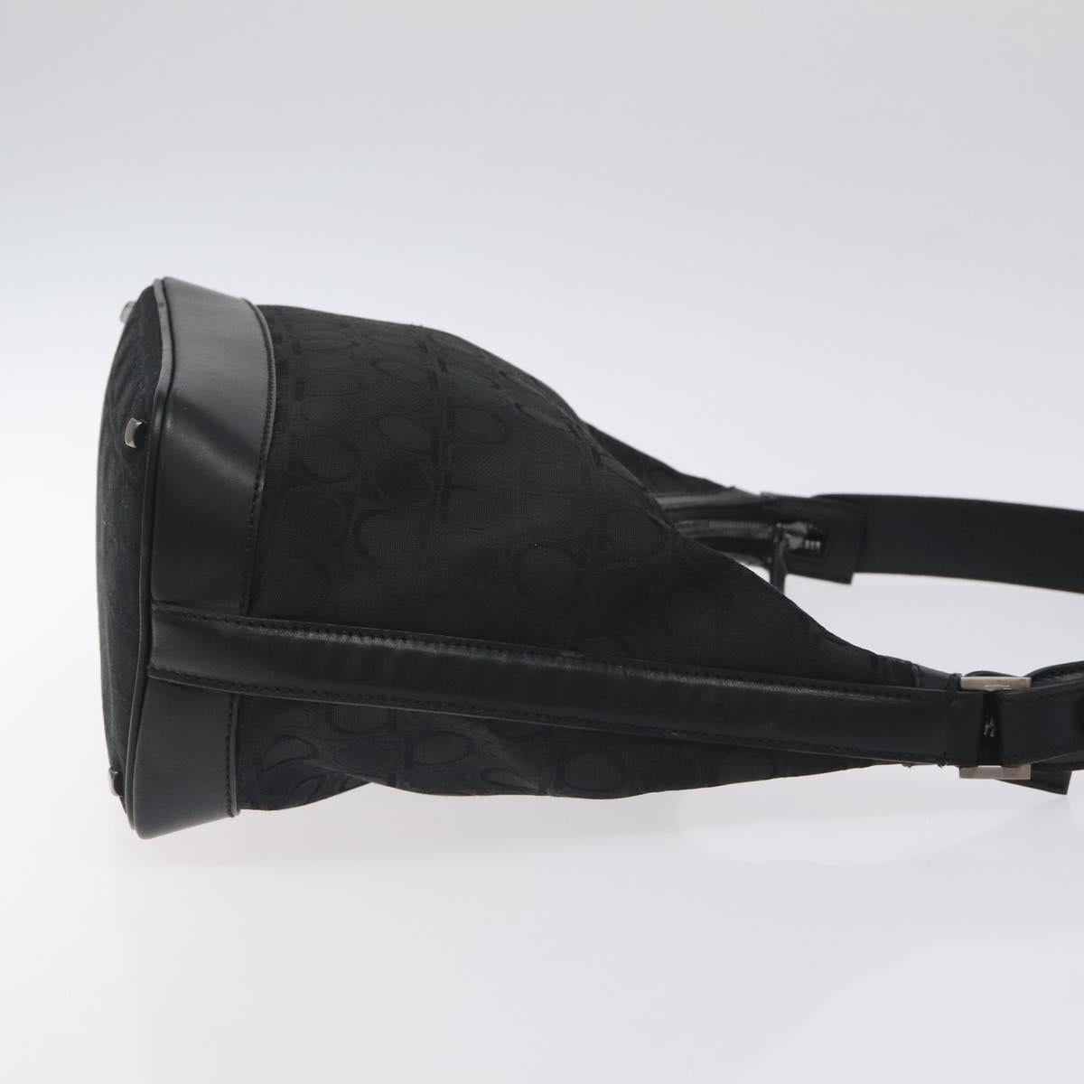 Salvatore Ferragamo Gancini Shoulder Bag Canvas Black Auth BA2888