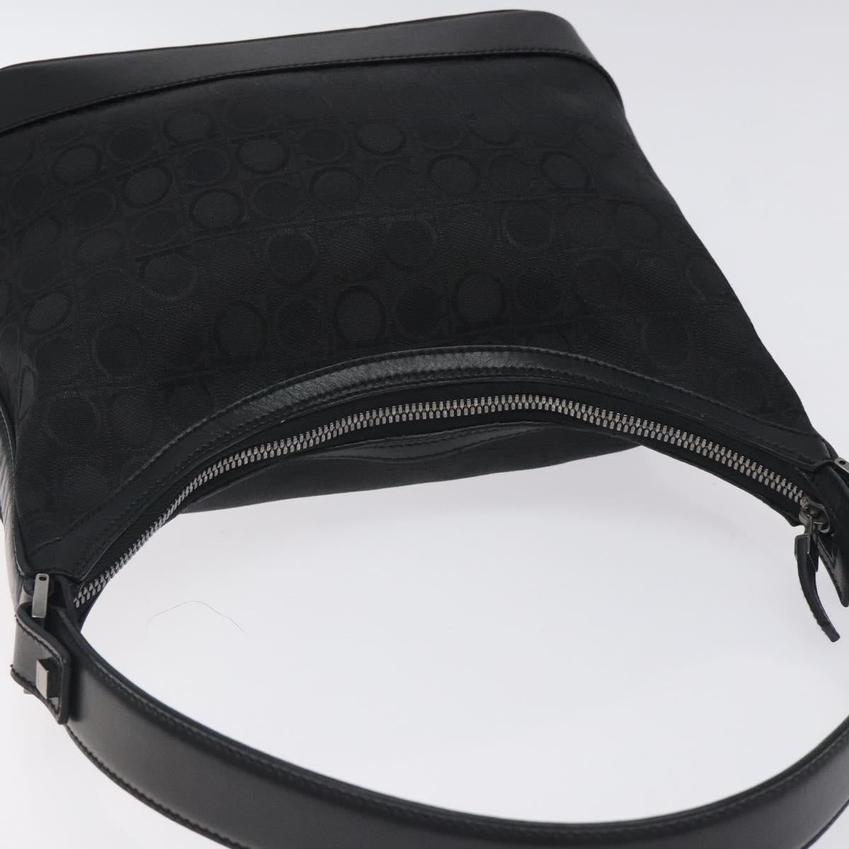 Salvatore Ferragamo Gancini Shoulder Bag Canvas Black Auth BA2888