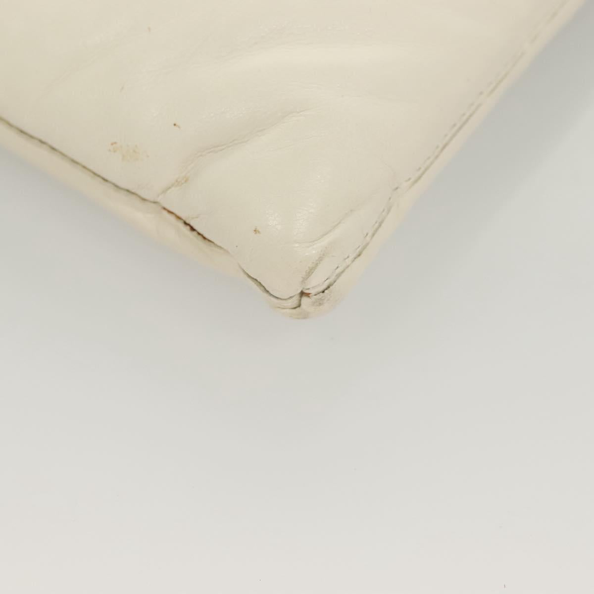 BOTTEGA VENETA MAXI INTRECCIATO Clutch Bag Leather Silver White Auth BA2892