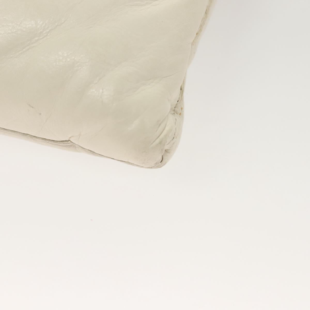 BOTTEGA VENETA MAXI INTRECCIATO Clutch Bag Leather Silver White Auth BA2892