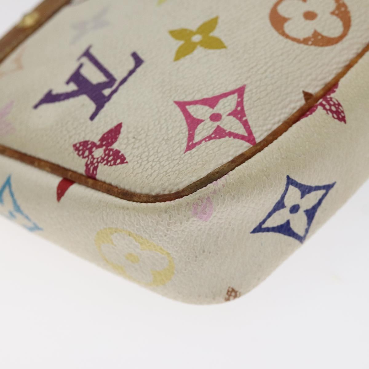 LOUIS VUITTON Multicolor Pochette Accessoires Pouch White M92649 Auth BA2896