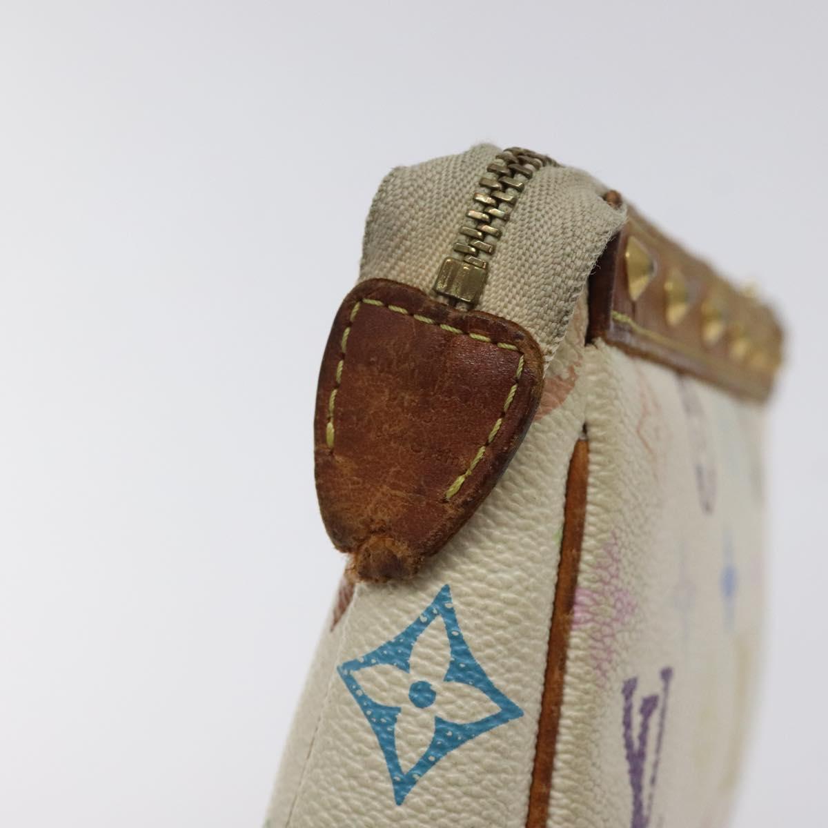 LOUIS VUITTON Multicolor Pochette Accessoires Pouch White M92649 Auth BA2896