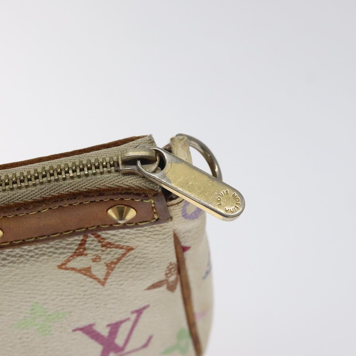 LOUIS VUITTON Multicolor Pochette Accessoires Pouch White M92649 Auth BA2896